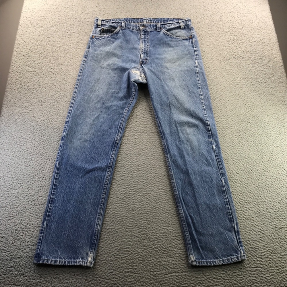 Vintage Levis Jeans Mens 36x33 Blue 505 Orange Tab Distressed Faded Grunge 80s